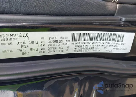 2015 Dodge Durango Sxt из США, поврежденный, VIN 1C4RDJAG5FC101619